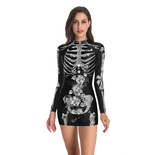 Women's Halloween Costume Dress Cosplay Nurse Costume Uniform Party Sexy Tight Skirt Dress For Female Skeleton Party Carnival