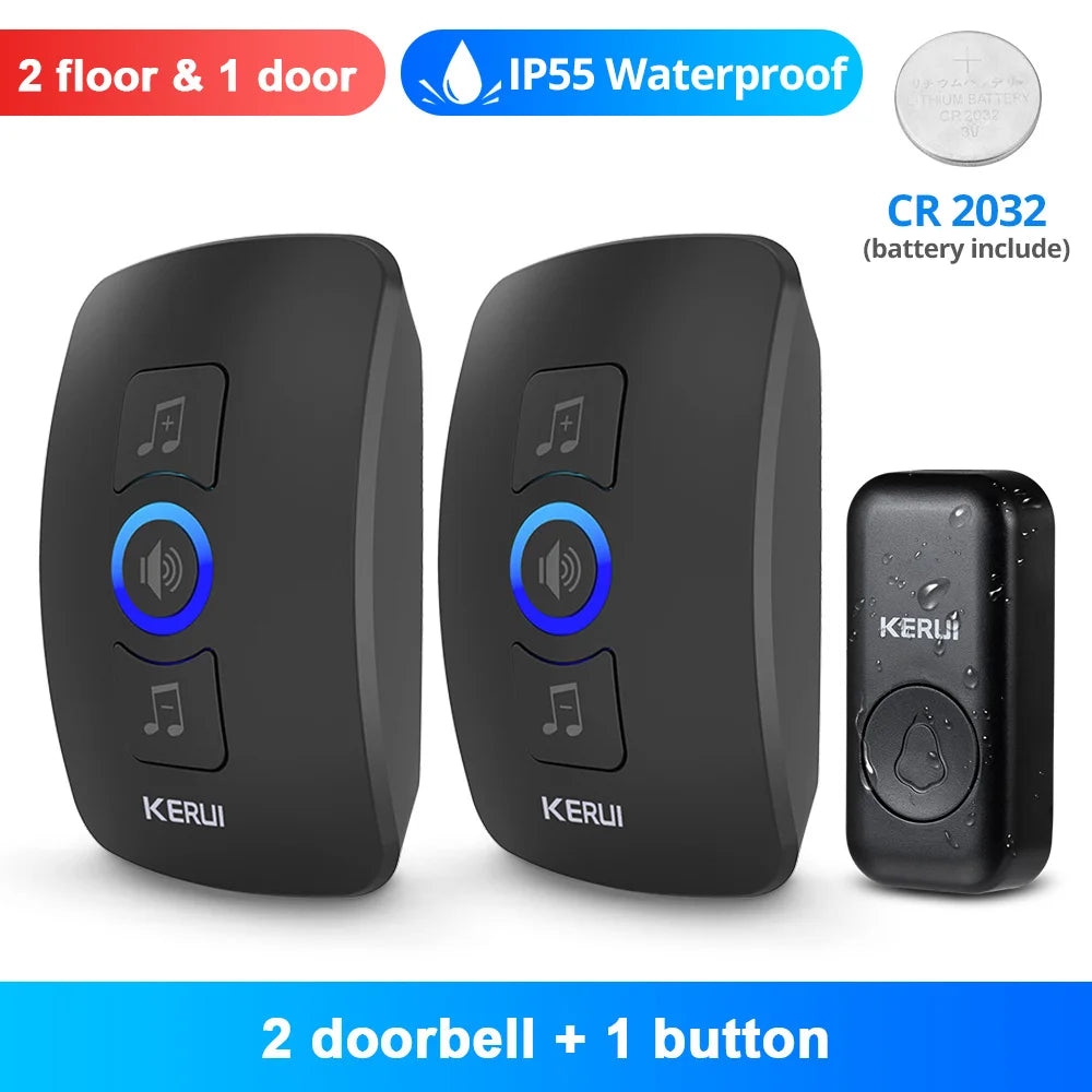KERUI M525 Wireless Doorbell Waterproof Outdoor Smart Home Door Bell Chime Kit LED Flash Security Alarm Welcome House Melodies