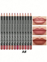 12pcs Lip Liner Pen 12 Colors Professional Lip Liner Pencil and Matte Lip Non-stick Cup Nude Lipstick Pencil SET
