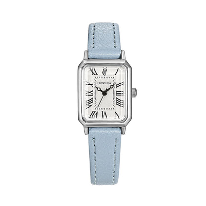 Fashion Rectangle Quartz Wrist Watch for Women Luxury Brand Roman Dial Leather Strap  Ladies Watches Clock