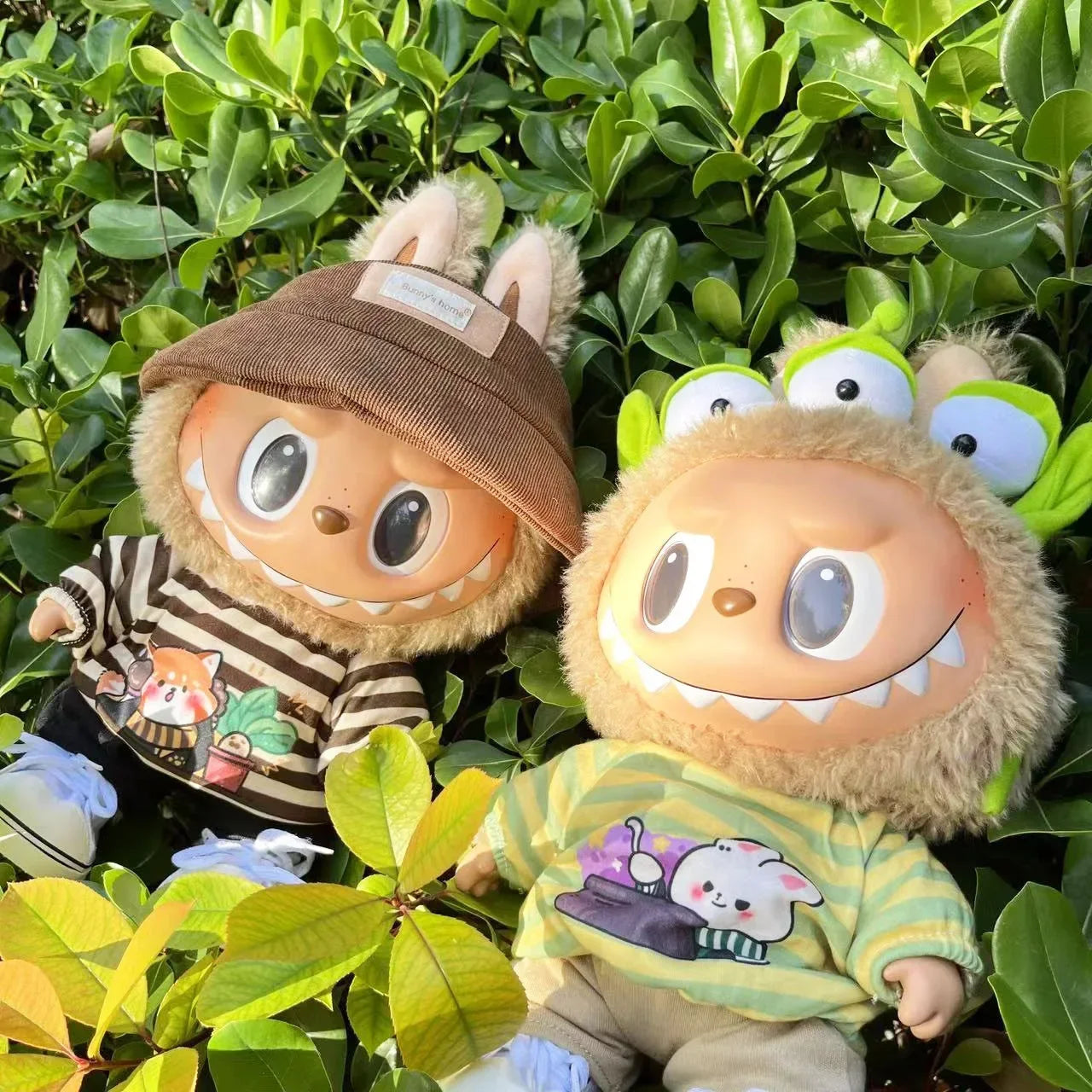 Doll outfit vinyl plush doll clothes for 38cm Korea Kpop Exo Labubu doll clothes striped shirt set