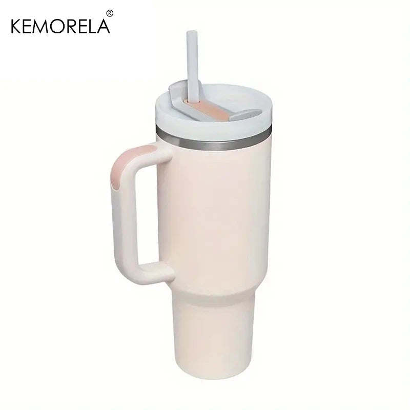 KEMORELA 30&40 oz Tumbler With Handle Lid Straw 887/1182ML Stainless Steel Water Bottle Vacuum Thermos Cup Travel Car Coffee Mug