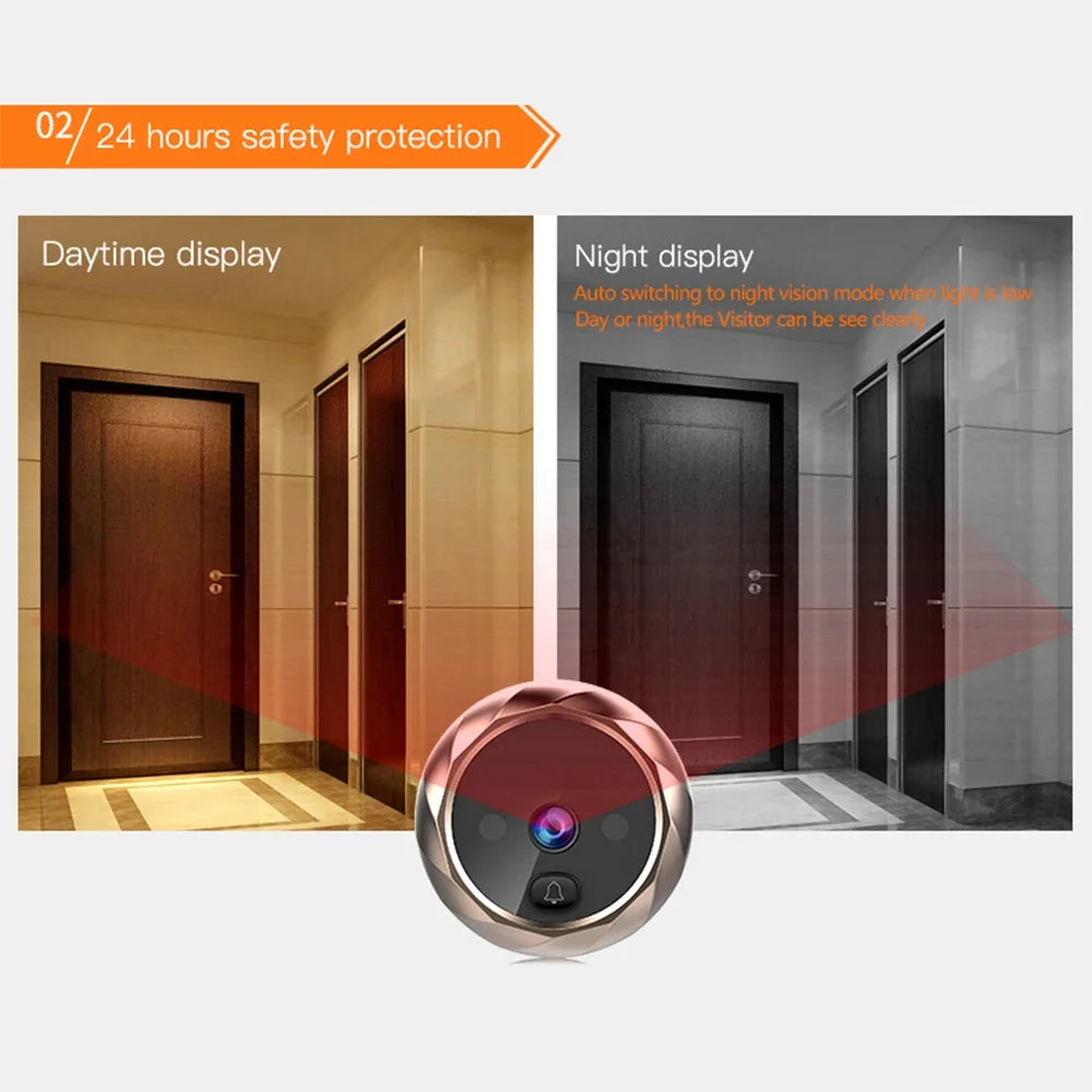 2.8-inch Video Doorbell LCD Screen Digital Doorbell Monitor with Surveillance Camera Display Outdoor Motion Detection Eye