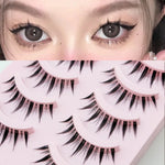 DINGSEN Fake Eyelash Anime Lashes 5 Pairs Little Devil Eyelashes Natural Daily Makeup Manga Eyelashes Clear Band Eyelashes