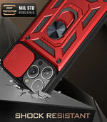 For iPhone 16 17 15 14 13 12 11 Pro Max Mini Plus Air Military Grade Bumpers Ring Cover Slide Camera Lens Protector Armor Case