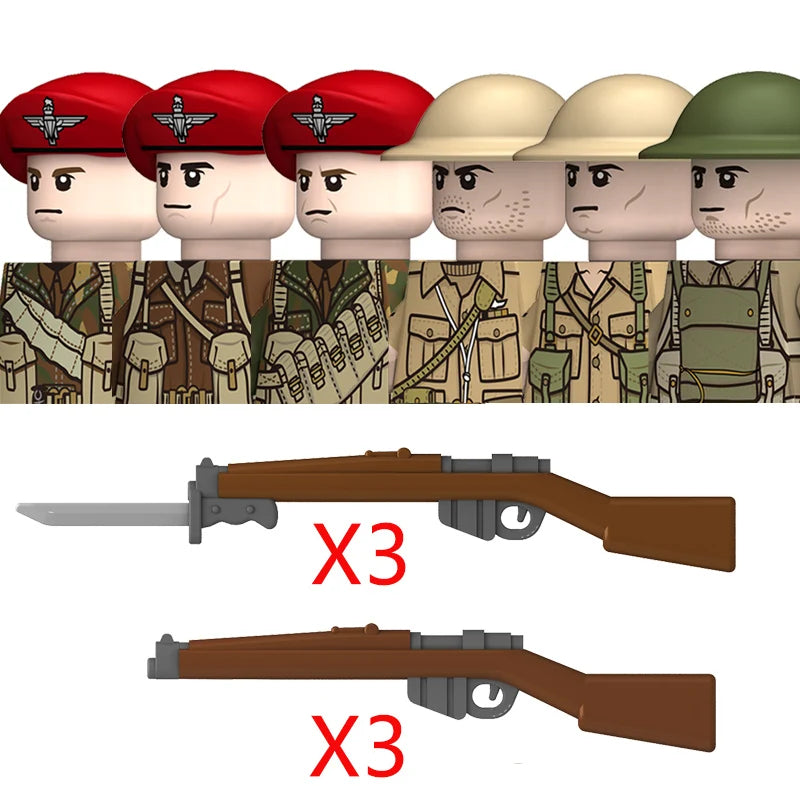 Military WW2 German Navy Armored Troops Building Blocks US 101st Britain Soviet Union Soldiers Infantry Weapons Bricks Toys Kids