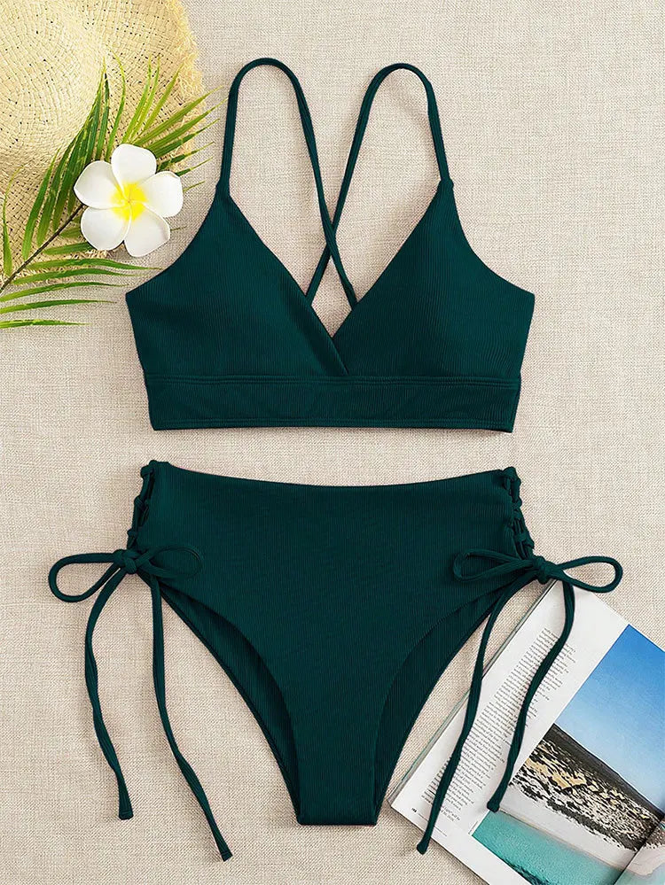 Cikini V-hals split bikiniset voor dames