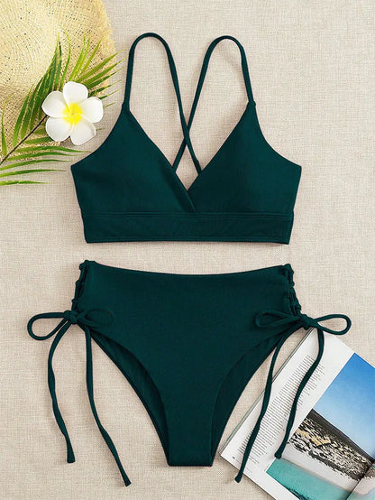 Cikini V-hals split bikiniset voor dames