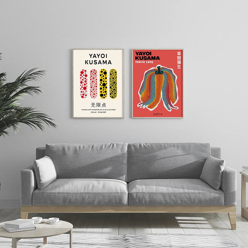 Japanese Minimalist Poster Yayoi Kusama Canvas Paintings Abstract Art Print Wall Art Picture for Living Room Cuadros Home Decor
