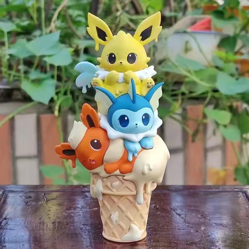 Cute Kawaii Pokemon Pikachu Snorlax Psyduck Bulbasaur Icecream Figure Toys for Girls