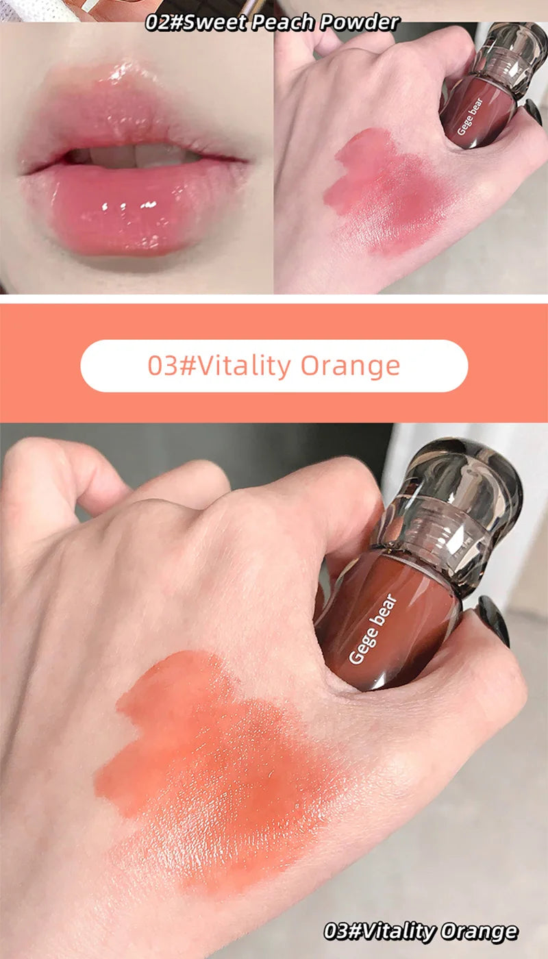 Gege Bear Crystal Gloss Lip Tint — Autumn/Winter Hydrating Formula, Mirror-Gloss Finish, Youthful Plumping Effect