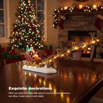 Christmas Santa Claus Sleigh and Reindeer Figurine with LED Lights Holiday Ornament Xmas Home Tabletop Decoration Gift