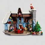 Santa Claus Christmas Winter Village Scenery With Light Building Blocks Bricks Moc 10275 Snow House Model Assembly Toy Kid Gifts