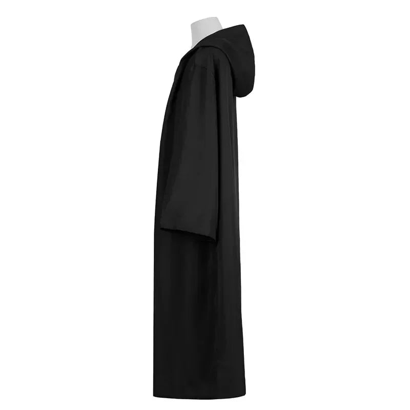 Halloween Cloak Cosplay Costume Adults Sorcerer Long Shirt Hooded Black Robe Costume Wizard Tunic Hooded Robe