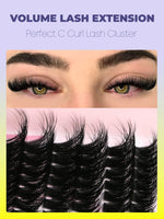 GROINNEYA Lashes Clusters Cat Eyelashes Wispy Individual Lashes Extensions Volume Fluffy Clusters Lashes DIY Eyelashes Makeup
