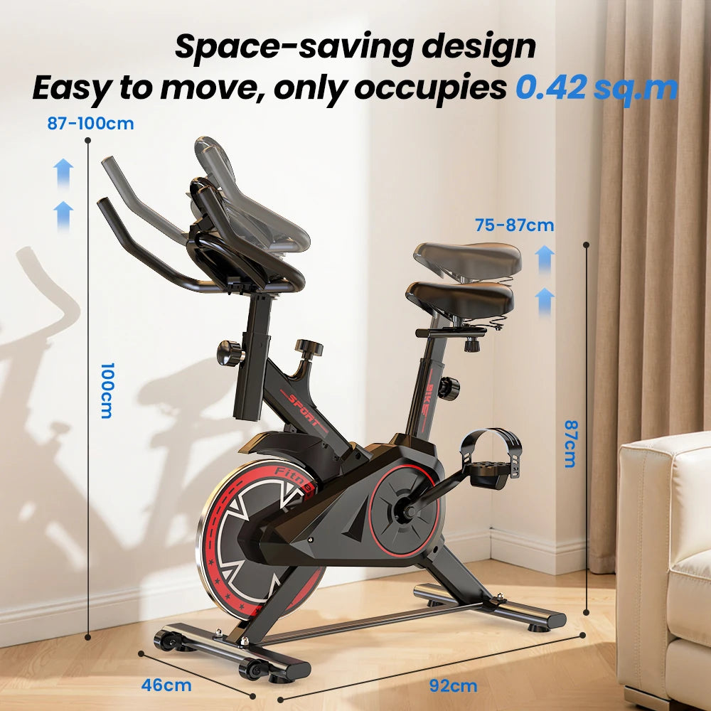 Formill QK101 Indoor Spin Bike Quiet Belt Drive Cardio Trainer with Electronic Display & Adjustable Resistance for Home Fitness