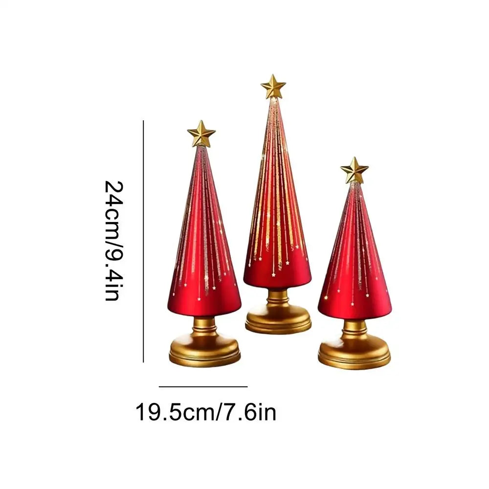 Table Christmas Tree 3 Pieces Christmas Sculpture Indoor Resin Star Tree Figurine For Home Room Winter Party Decorations Table