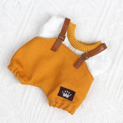 17cm Mini Plush Doll'S Clothes Outfit Accessories For Korea Kpop Exo Labubu Idol overalls pants set Macaron doll Clothing Gift