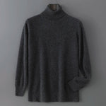 Men's 100% Pure Wool Pullover Sweater For Autumn Winter High Collar Knitted Long Sleeved Loose Solid Color Casual Simple Warmtop