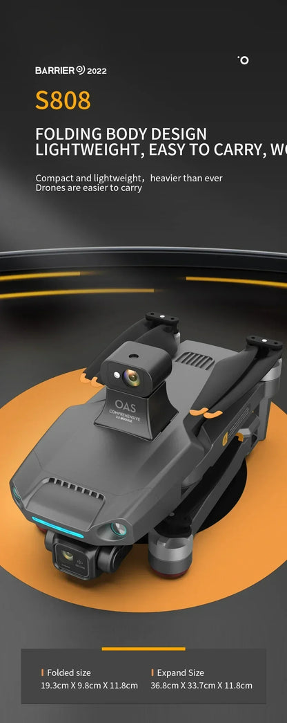 For Dji S808 PRO Drone 5G GPS Professional 8K Dual Camera 3-axis Anti-Shake Gimbal Obstacle Avoidance Wifi FPV Brushless Drone