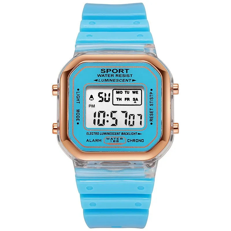 New Fashion Digital Student Transparent Electronic Watch Candy Multicolor LED Women Men Sports Waterproof Watches Clock Gift