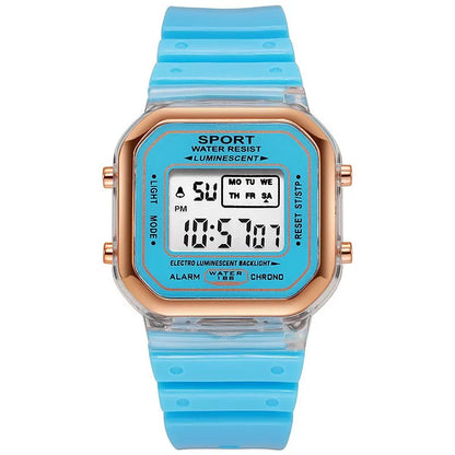 New Fashion Digital Student Transparent Electronic Watch Candy Multicolor LED Women Men Sports Waterproof Watches Clock Gift