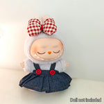 For Korea Kpop Exo Labubu Idol Dolls Jean Dress Big Bowknot Doll Clothes Kids Gift 15-17cm Cute Mini Clothes Doll Accessories