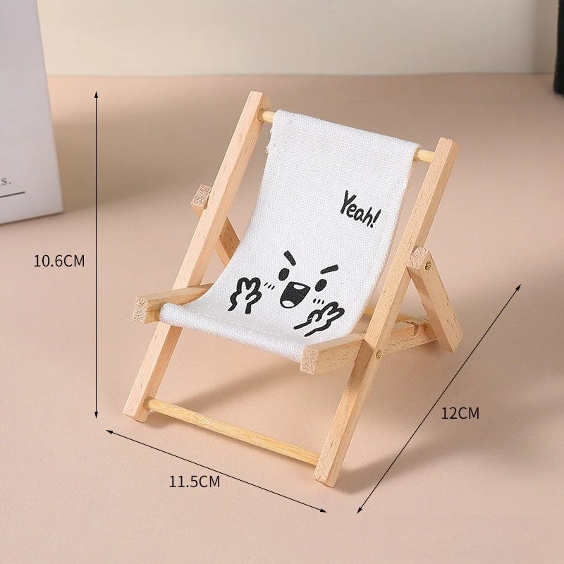 Doll'S Chair Outfit Accessories For Ropa Labubu 10cm cotton doll Summer vacation Wooden beach reclining camping chair ornament