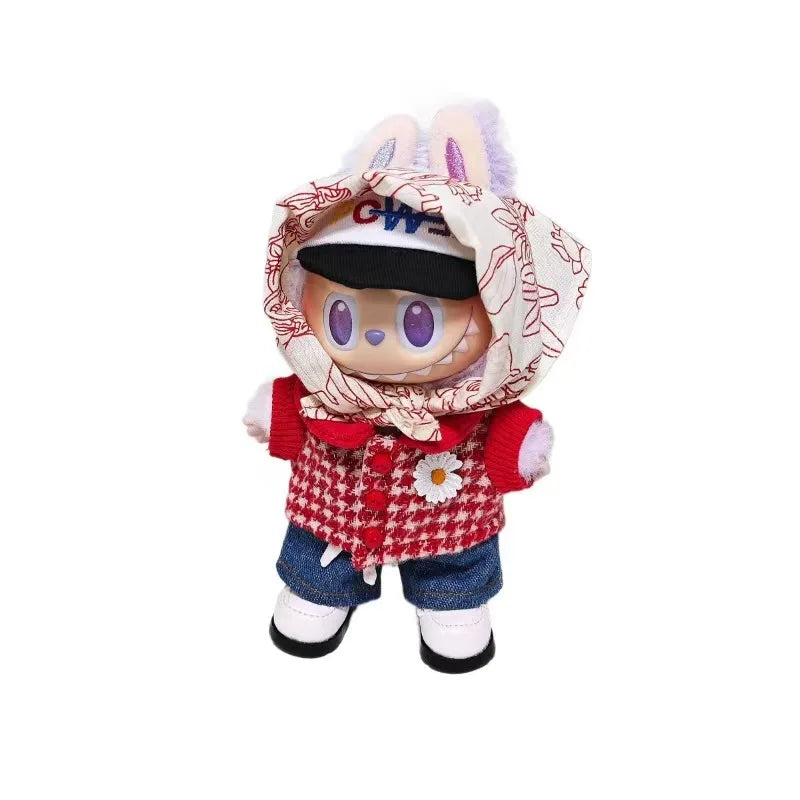 For Labubu Selects 15cm / 17cm Red GD Clothes, Jeans Set, Labubu Universal Clothing