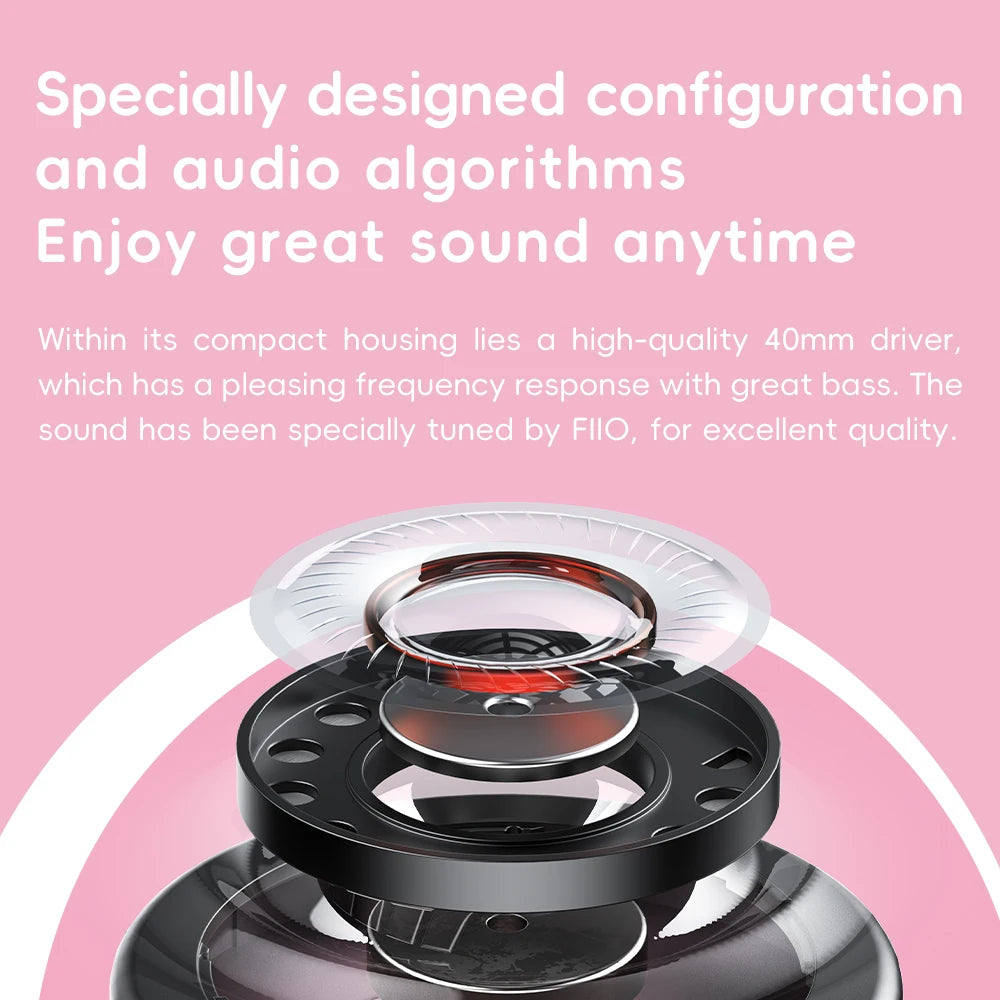 FiiO ANYTIME Bluetooth 5.4 Wireless Headphone Noise Cancelling Bluetooth Earphones Hi-Res Wireless Over-Ear Headphones with mic