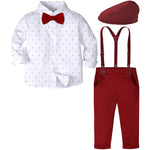 Baby Christmas Outfit Boy Kids Gentleman Formal Suit Toddler Suspenders Clothing Set Infant Party Dress Shirt