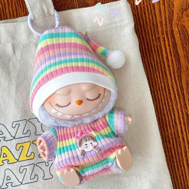 17cm Mini Plush Doll'S Clothes Outfit Accessories For Korea Kpop Labubu V1 V2 V3 Christmas onesie hat set Clothing