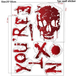 Halloween Wall Doors Windows Stickers Blood Handprint Footprint Skull Pattern Halloween Party Scene Decor Supplies Horror Props