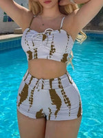 Bikiniset met hoge taille en trekkoord aan de voorkant (2025) - Damesbadkleding en strandkleding