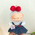 17cm Mini Plush Doll'S Clothes Outfit Accessories For Korea Kpop Exo Labubu Idol Dolls Corduroy overalls T-shirt Clothing Gift