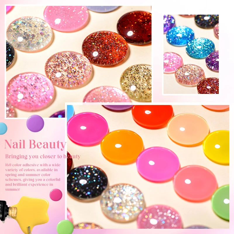 MSRUIOO 6pcs Nude Pink Gel Nail Polish Set Glitter Colorful Semi Permanent UV Gel Kits DIY Nail Art Painting Varnish Manicure