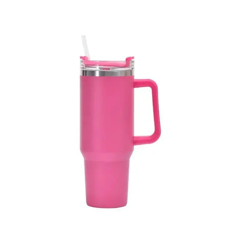 40oz Stainless Steel Car Cup Large Capacity Water Cup with Handle and Straw Double-walled Insulated Travel Mug Holiday Gifts