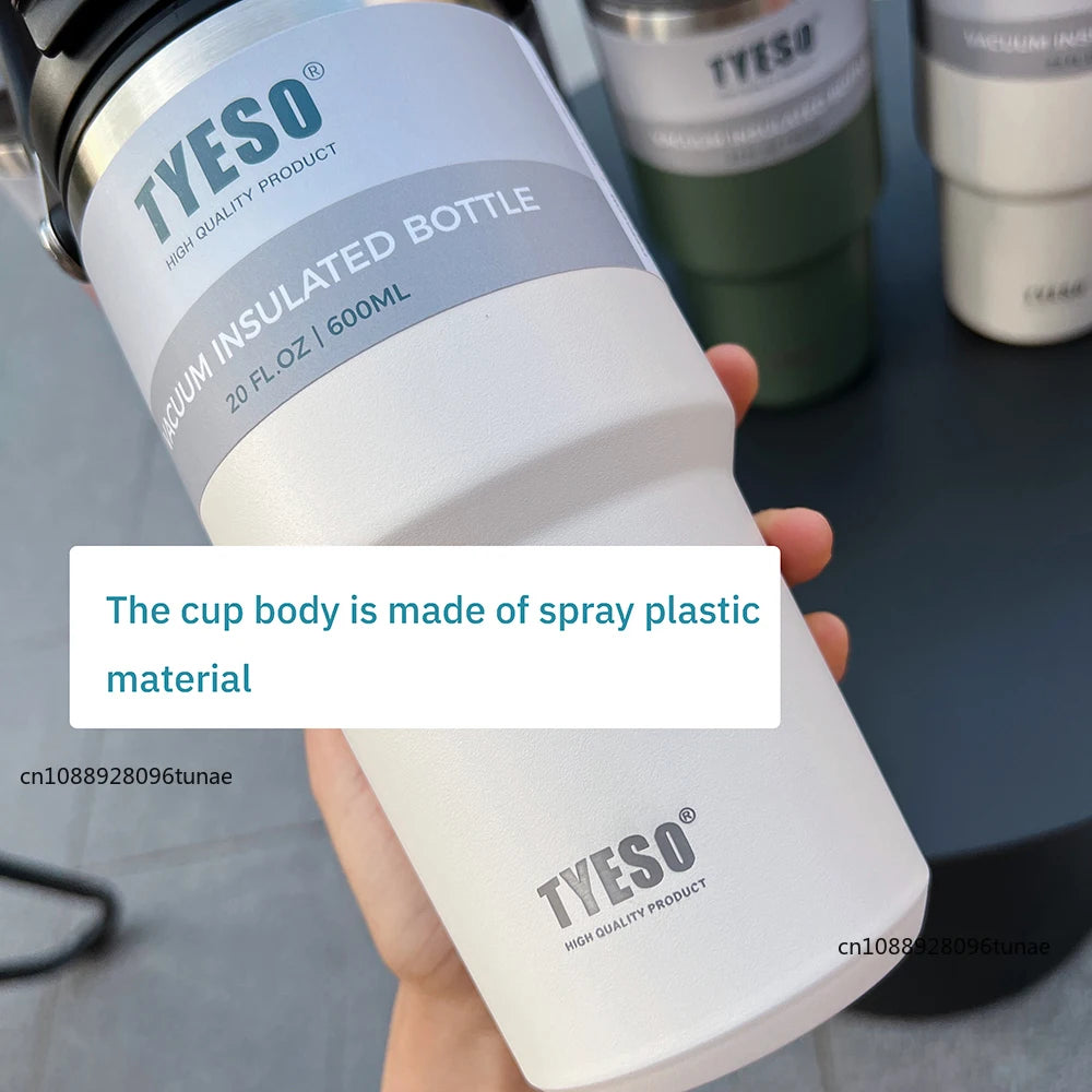 Tyeso 600/750/900ML Car Coffee Cup Thermo Bottle with Straw Portable Sport Insulated Vacuum Flask Travel Thermal Water Bottle