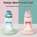 400/500ML Kids Water Bottle Cartoon Dinosaur Thermos Mug Baby Duck Billed Straw 316 Stainless Steel Vacuum Flasks Thermos Bottle