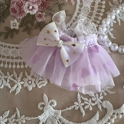 Dress for 17cm Labubu Mini Plush Doll'S Clothes Outfit Accessories for Kpop Exo Labubu Idol V2 Bow Princess Dress Clothing Gift