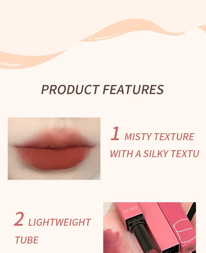 TX010Thin Tube Matte Lipstick, Waterproof and Sweatproof, Does Not Fade Or Remove Makeup, Can Be Used on Both Lips and Cheeks