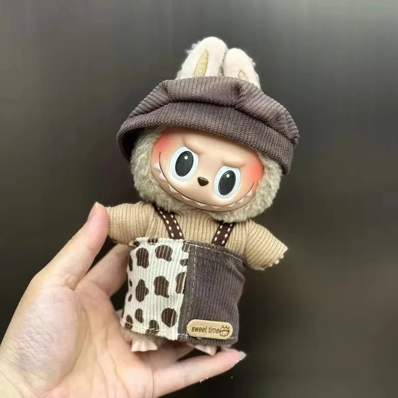 Mini Plush Doll'S Clothes Outfit Accessories For Korea Kpop Exo 15-17cm Labubu Idol Overalls set Clothing Gift