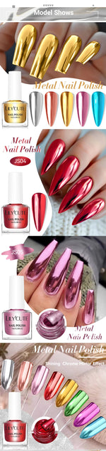 LILYCUTE 7ML 2PCS/SET Metallic Nail Polish Mirror Blue and Rose Gold Effect Varnish Semi-Permanent Nail Art Manicure Aupplies