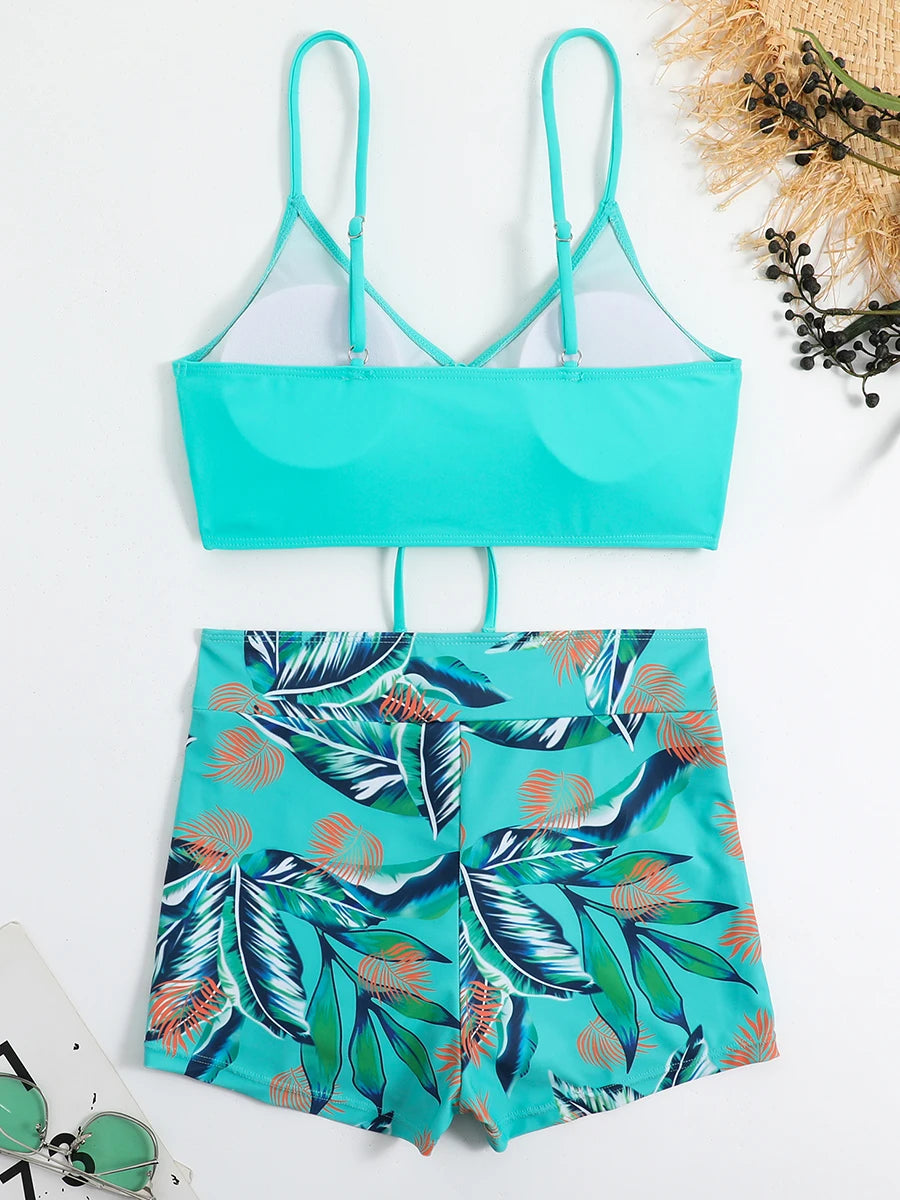 Bikiniset met hoge taille en trekkoord aan de voorkant (2025) - Damesbadkleding en strandkleding