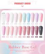 BORN PRETTY Milky Pink Rubber Base Gel Nail Polish Glitter 15ml Semi-Permanent Varnish Soak Off Self Leveling UV LED Gel