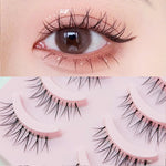 DINGSEN Fake Eyelash Anime Lashes 5 Pairs Little Devil Eyelashes Natural Daily Makeup Manga Eyelashes Clear Band Eyelashes