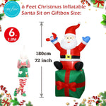 Christmas Inflatable Decorations - Branch Snowman, Santa Claus, Gingerbread Man, Gift Bag Snowman LED Light Lawn Decorations