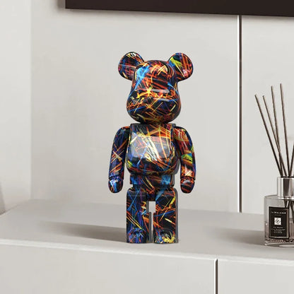Figurine Ours Graffiti 27 cm – Décoration d'intérieur abstraite et tirelire