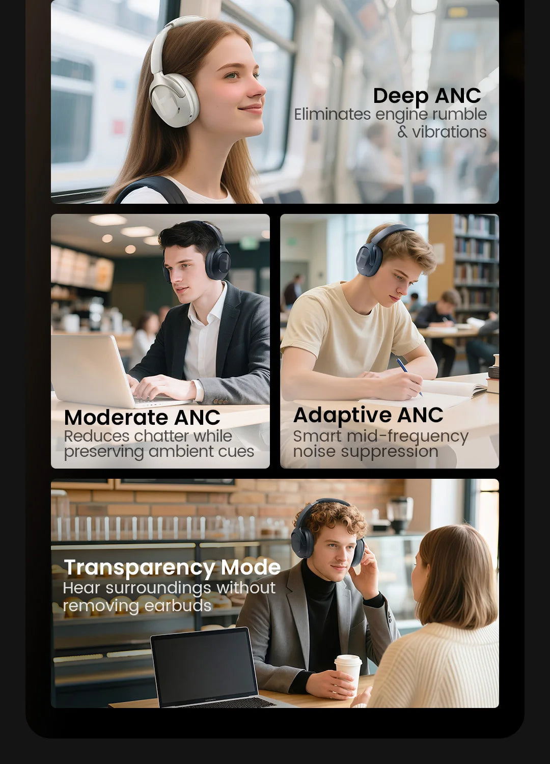 HAYLOU S40 ANC Wireless Headphone 50dB Noise Canceling Hi-Res 3D Spatial Audio Earphone with LDAC Bluetooth 6.0 Over Ear Headset