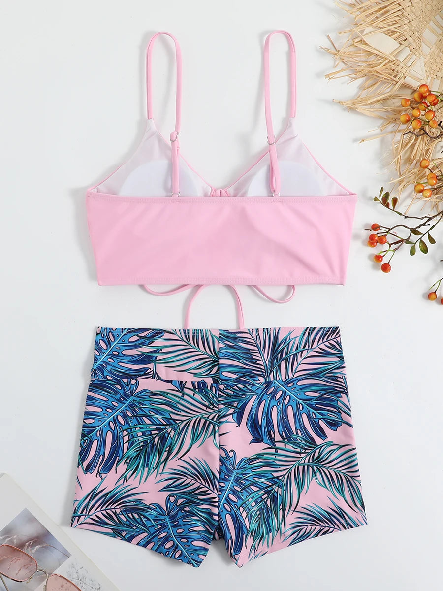 2025 High Waist Drawstring Front Bikini Set – Women's Swimsuit Swimwear Beachwear